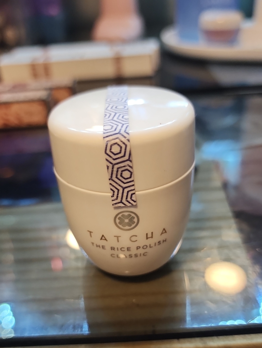Tatcha White Jar Exfoliating Rice Polish with Purple Accent